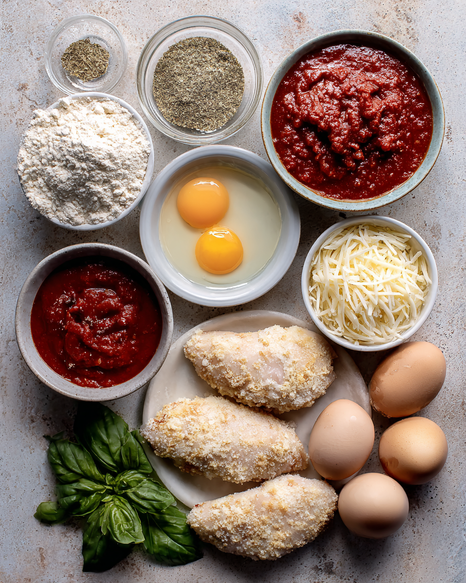 Ingredients for Crispy Baked Chicken Parmesan: A Comfort Food Classic Made Easy