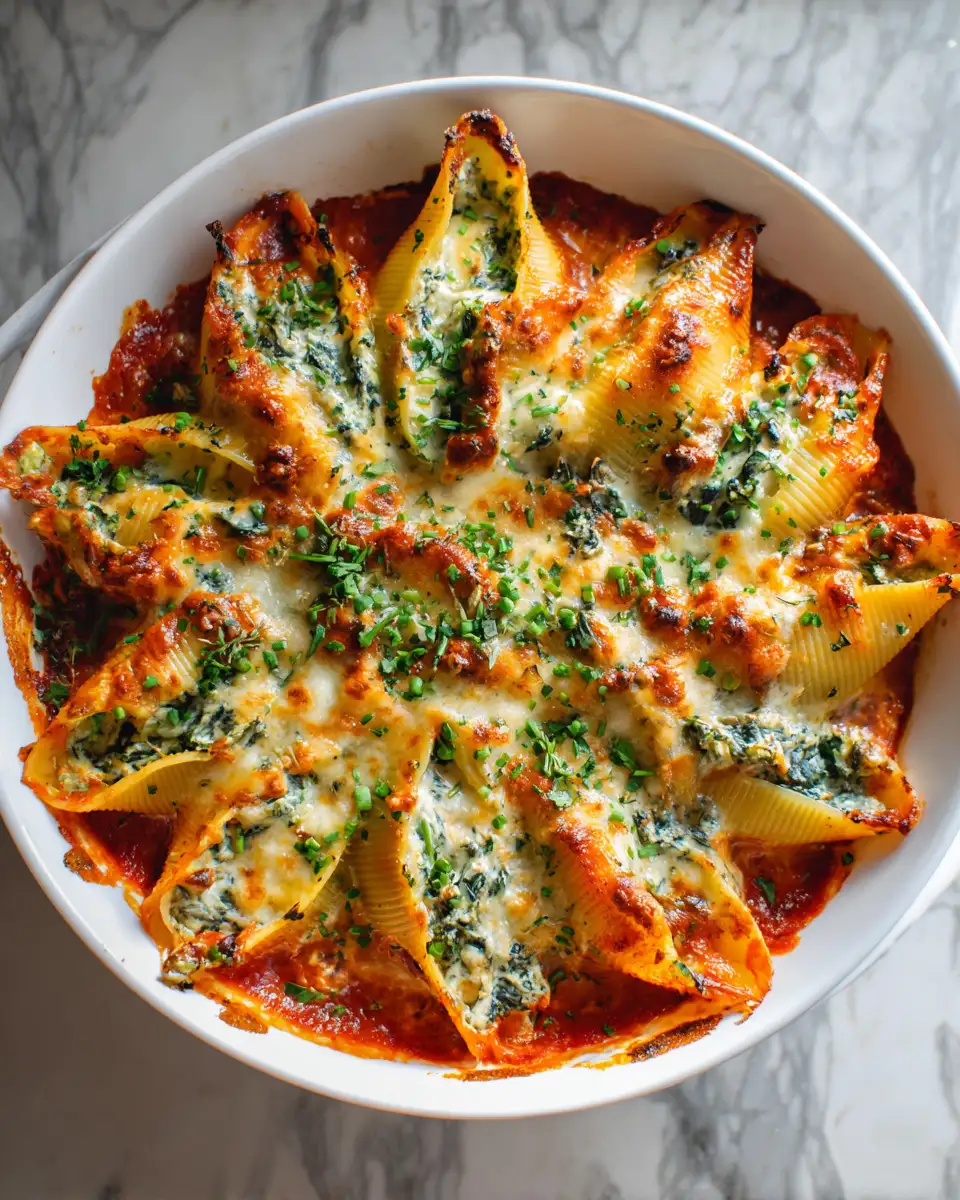 Final dish - Cheesy Delight: Baked Spinach and Ricotta Stuffed Shells for the Win
