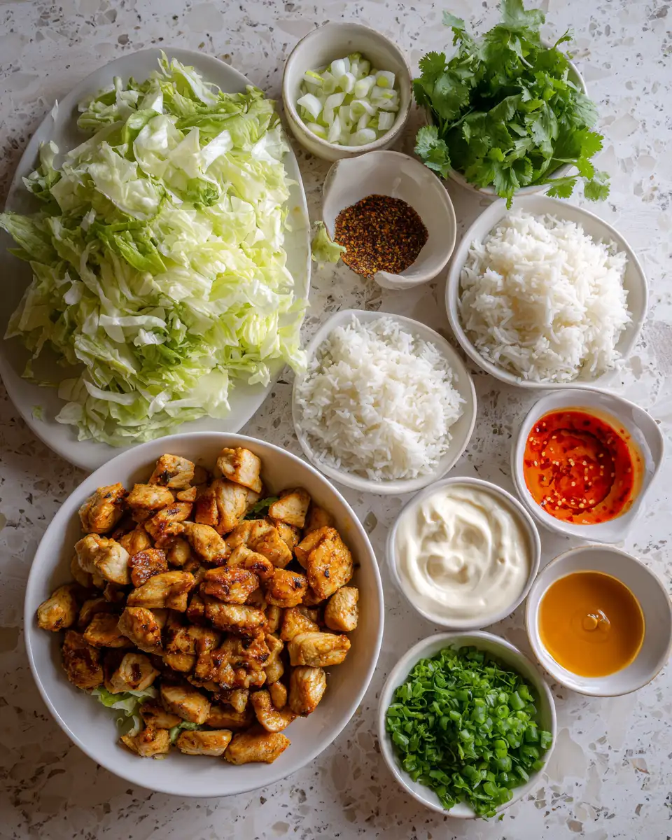Ingredients for Bang Bang Chicken Bowl with Creamy Sauce: A Flavor Explosion in Every Bite