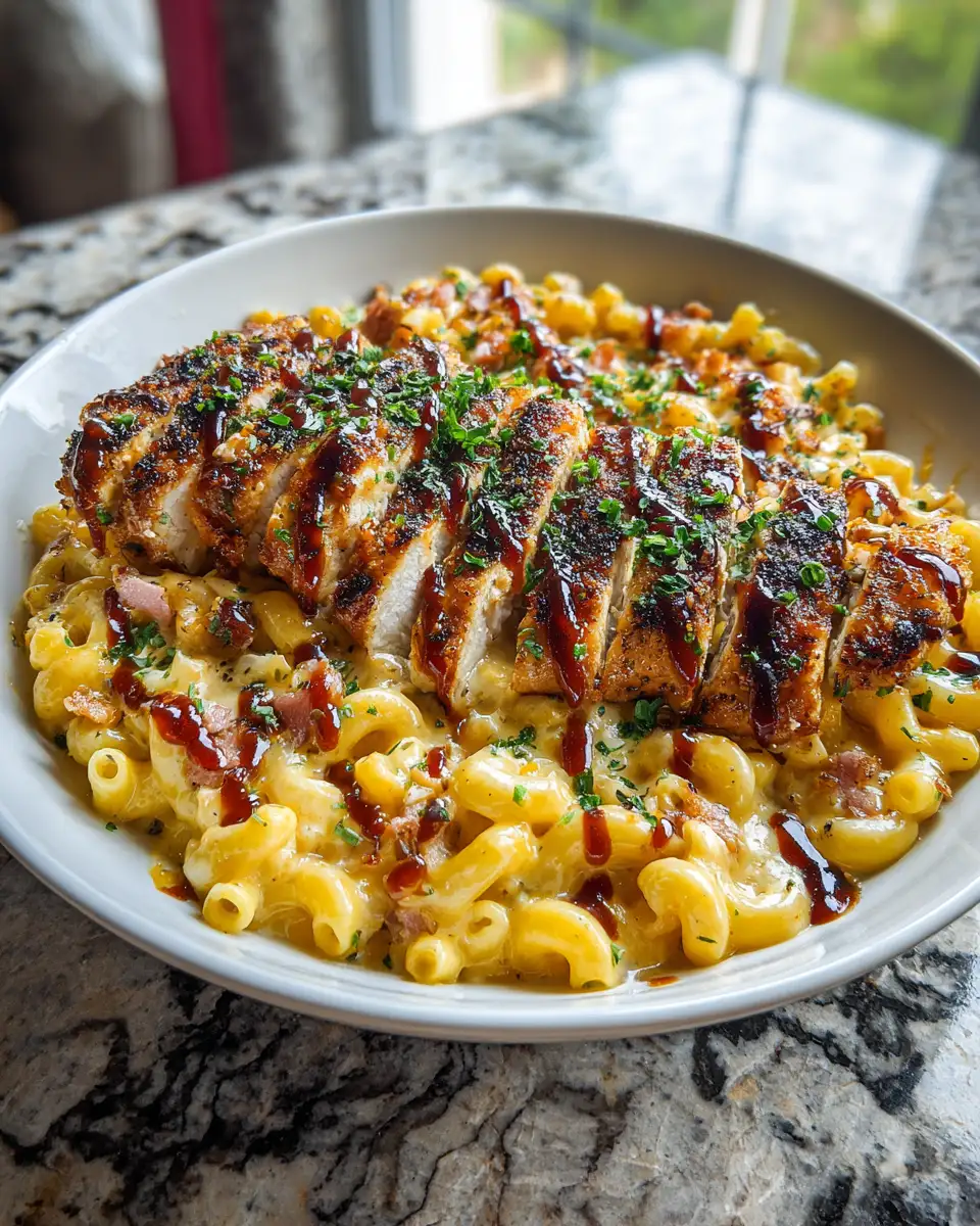 Final dish - Sizzling BBQ Chicken Mac and Cheese Delight