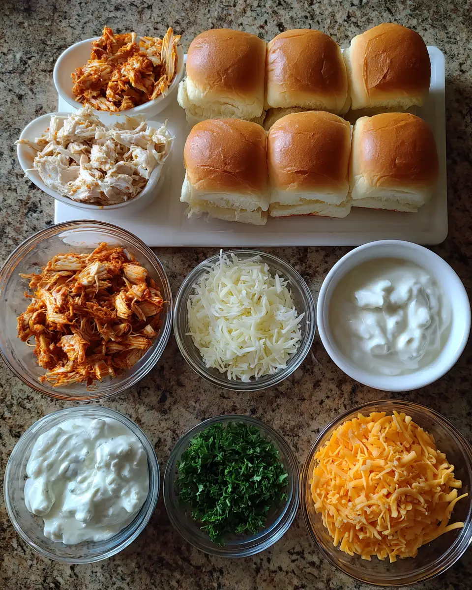 Ingredients for Sizzling Buffalo Chicken Sliders: Bite-Sized Flavor Explosion