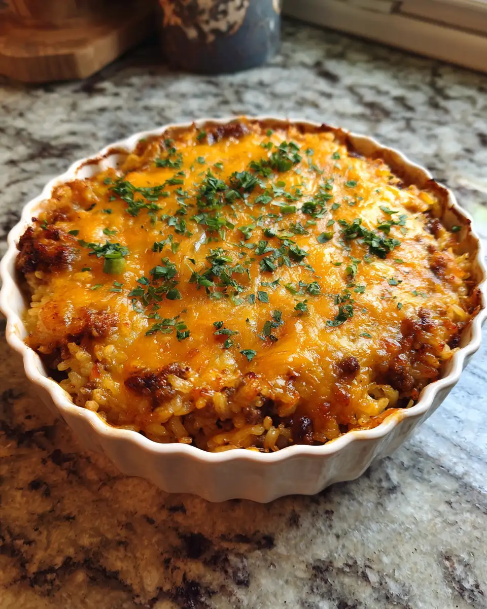 Final dish - Ultimate Comfort: Cheesy Beef and Rice Casserole Delight