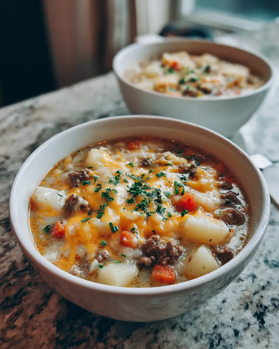 Ultimate Comfort in a Bowl Cheesy Beef & Potato Soup Delight - Featured Image