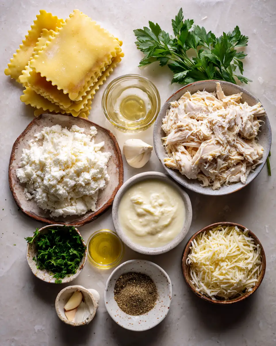 Irresistibly Cheesy Chicken Alfredo Lasagna Rolls for Your Next Dinner Delight 4 Ingredients for Irresistibly Cheesy Chicken Alfredo Lasagna Rolls for Your Next Dinner Delight