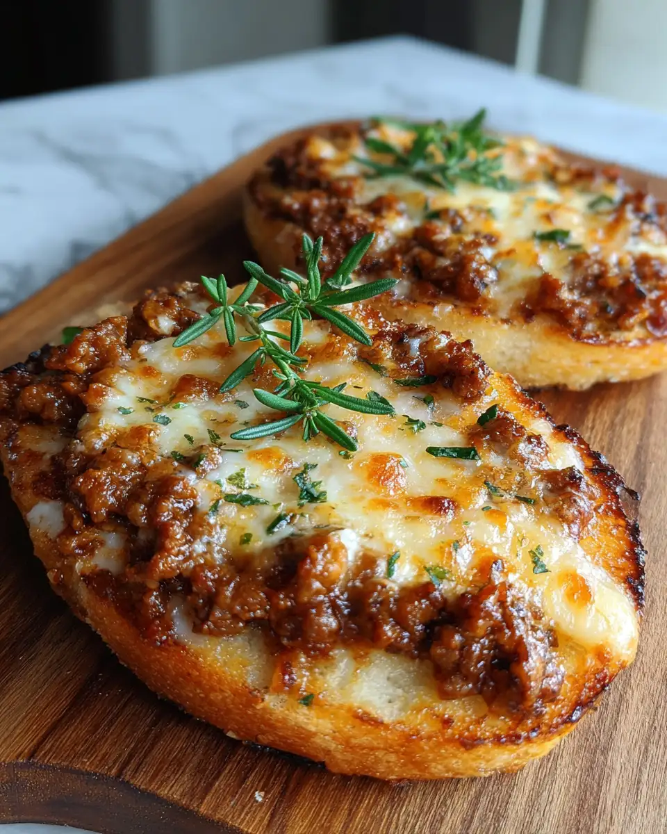 Final dish - Ultimate Cheesy Garlic Bread Sloppy Joe Melts Extravaganza