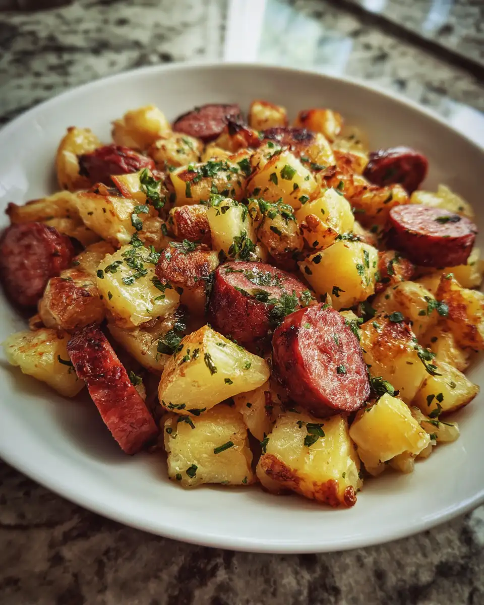 Final dish - Irresistibly Delicious: Cheesy Ranch Potatoes and Smoked Sausage Delight