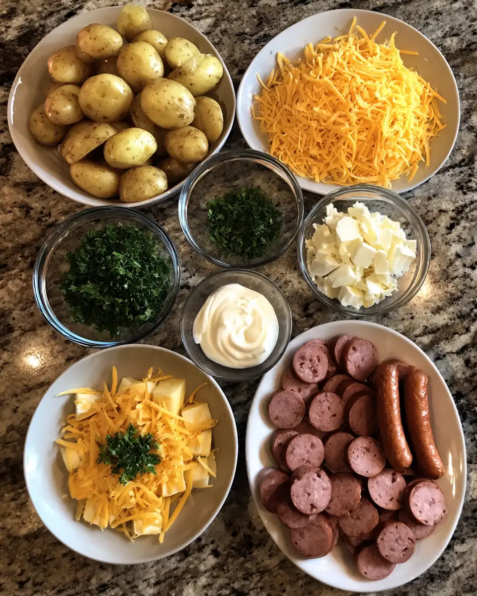Ingredients for Irresistibly Delicious: Cheesy Ranch Potatoes and Smoked Sausage Delight
