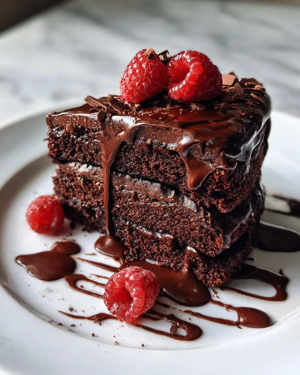 Final dish - Decadent Delight: The Ultimate Chocolate Fudge Brownie Cake Experience