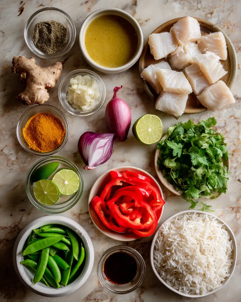 Ingredients for Dive into Flavor: Coconut Lime Fish Curry Delight