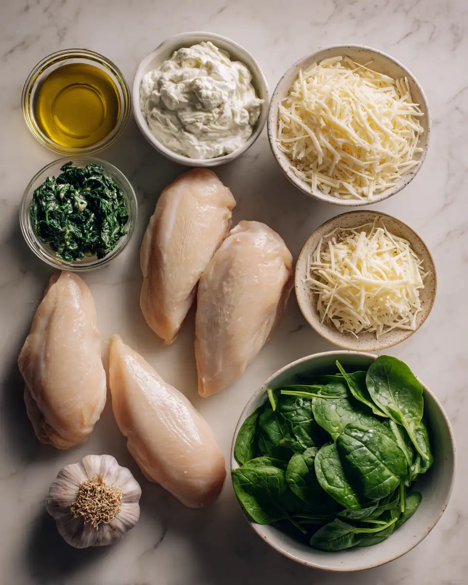 Ingredients for Indulge in Decadence: Creamy Spinach Stuffed Chicken Breast Delight