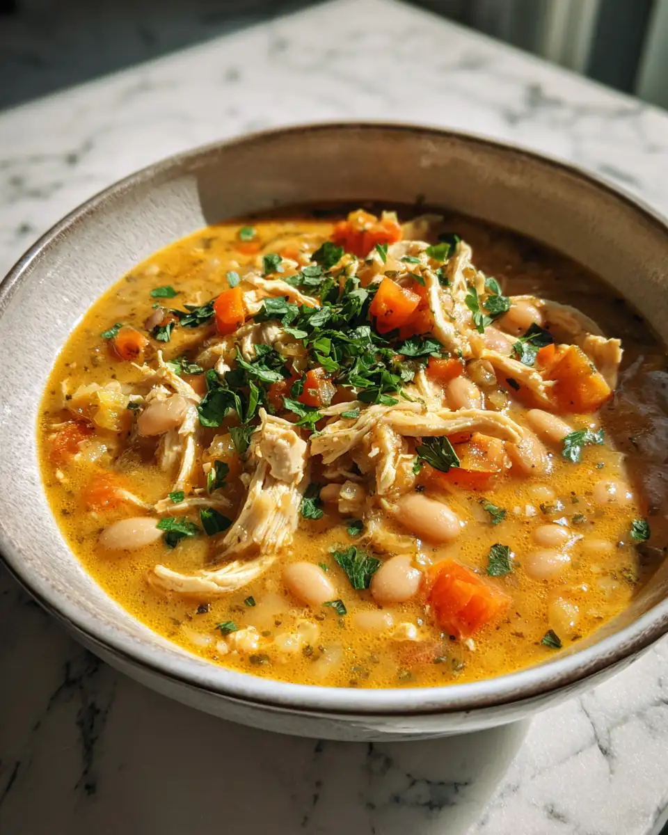 Final dish - Savor the Comfort: Creamy White Chicken Chili Delight