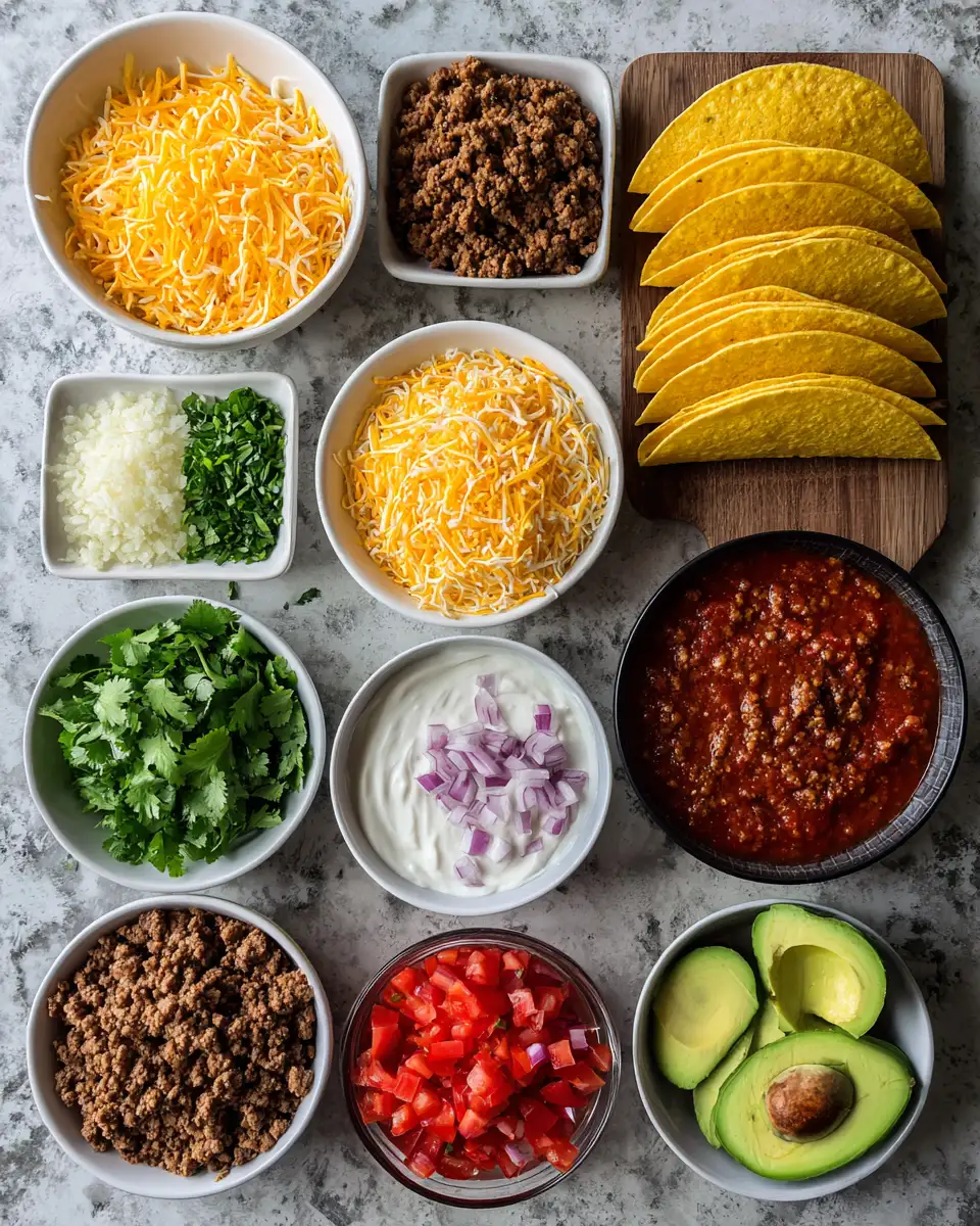 Ingredients for Crispy Baked Ground Beef Tacos That Will Revolutionize Taco Night