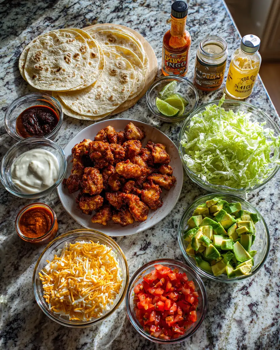 Ingredients for Crispy Chicken Tacos with Spicy Sauce That Will Ignite Your Taste Buds