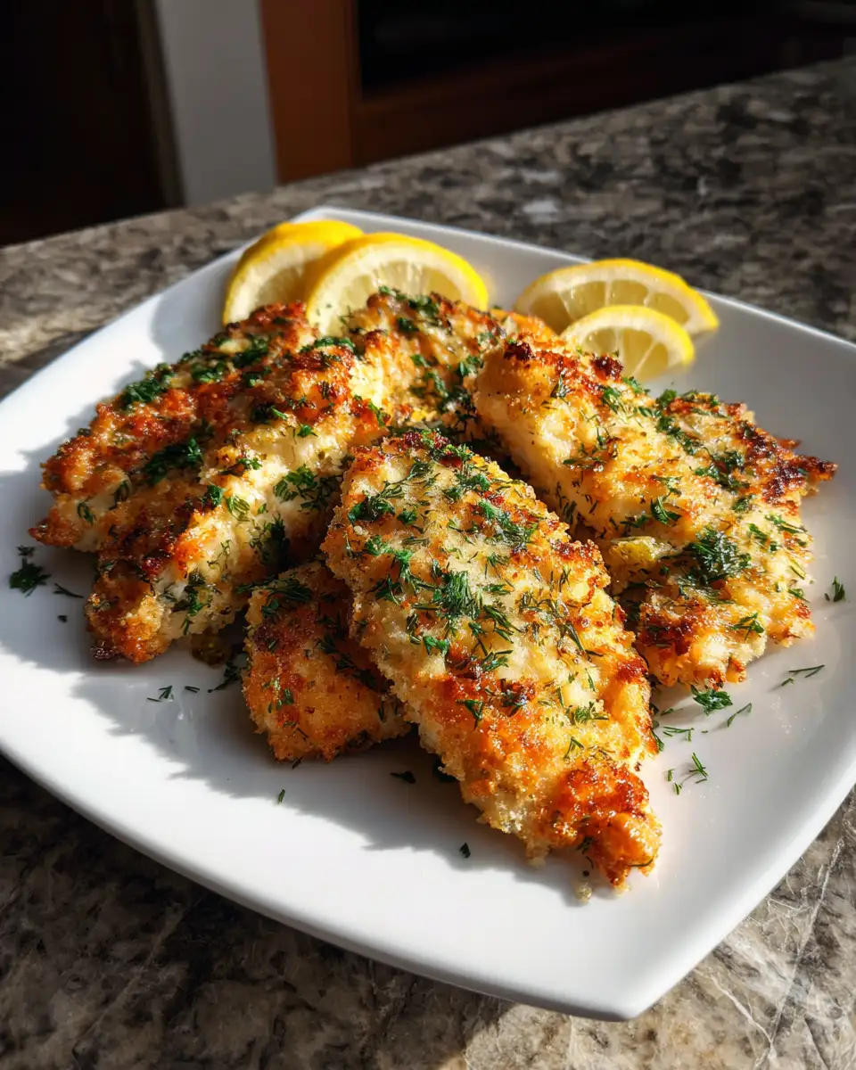 Final dish - Crispy Dill Pickle Parmesan Chicken: A Tangy Twist on a Classic Dish