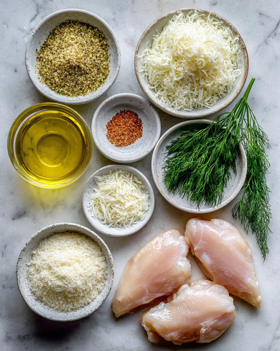 Ingredients for Crispy Dill Pickle Parmesan Chicken: A Tangy Twist on a Classic Dish