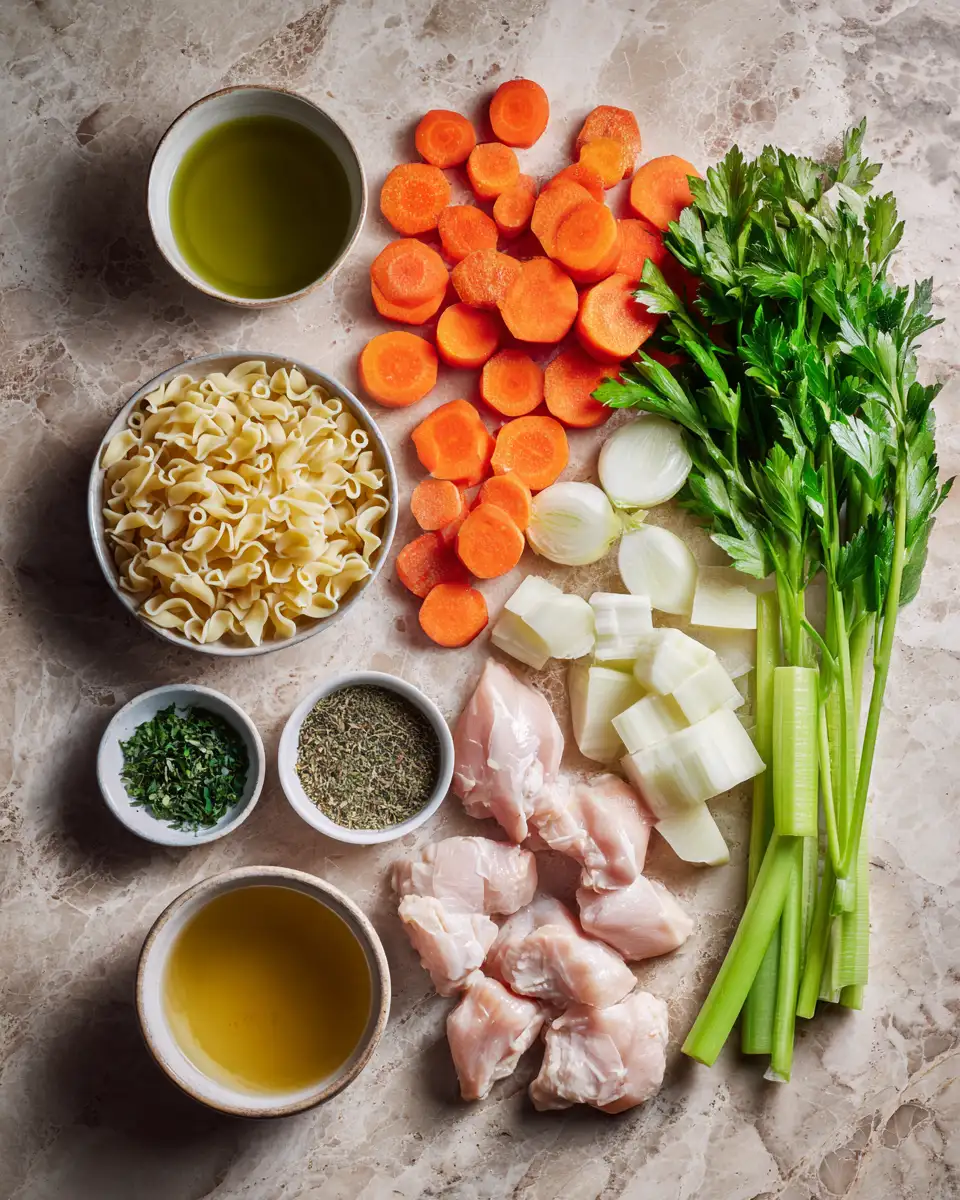 Ingredients for Comfort in a Bowl Easy Crock-Pot Chicken Noodle Soup Recipe