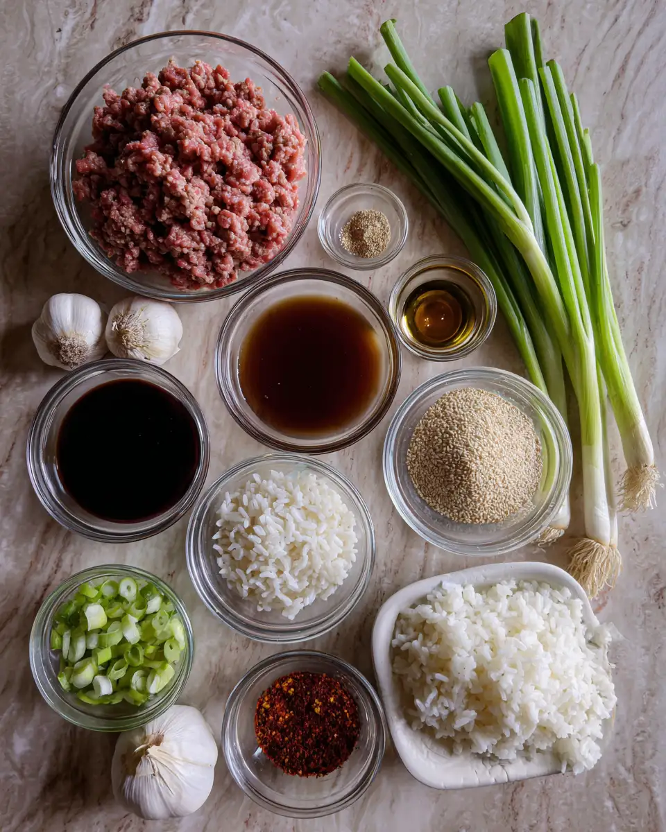 Ingredients for Quick & Flavorful: Easy Korean Ground Beef Bowl Delight