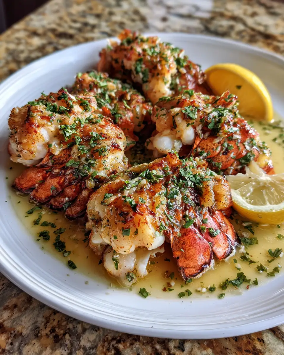 Final dish - Savor the Ocean's Elegance with Irresistible Garlic Butter Lobster Tails