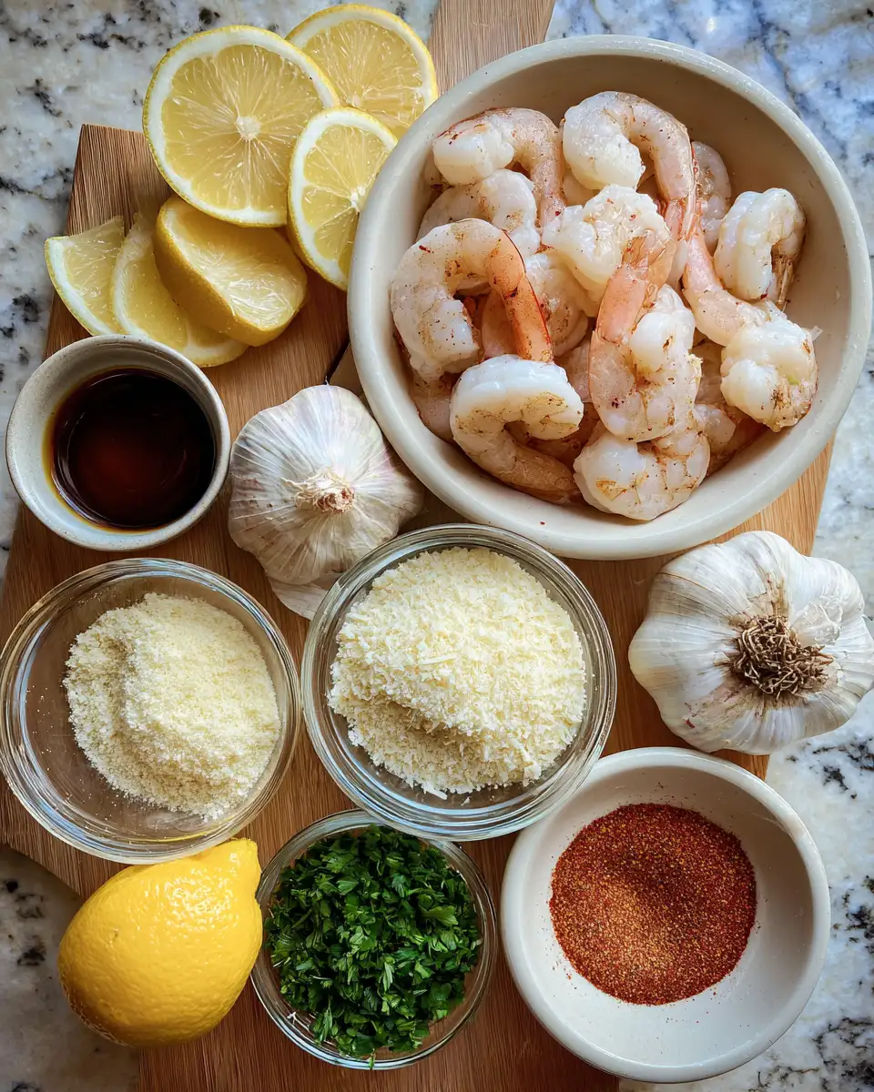 Ingredients for Savor the Flavor: Garlic Parmesan Roasted Shrimp Delight