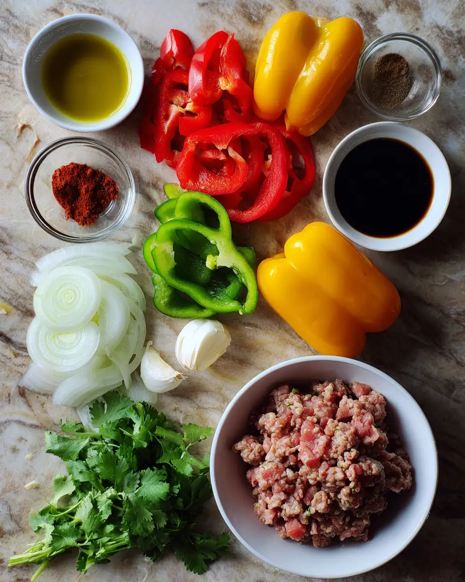 Ingredients for Spice Up Your Dinner: Delicious Ground Turkey and Peppers Recipe