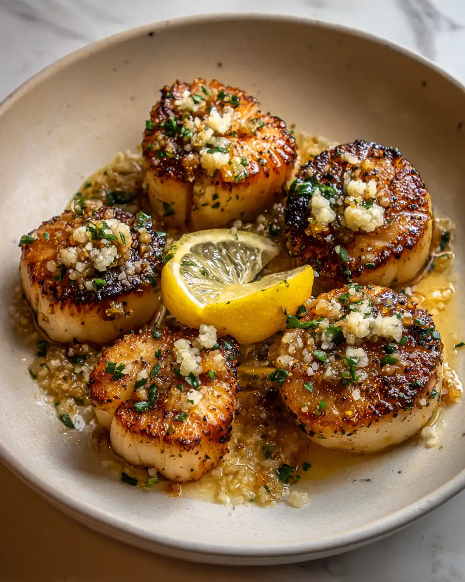 Final dish - Savor the Magic of Lemon Butter Garlic Scallops