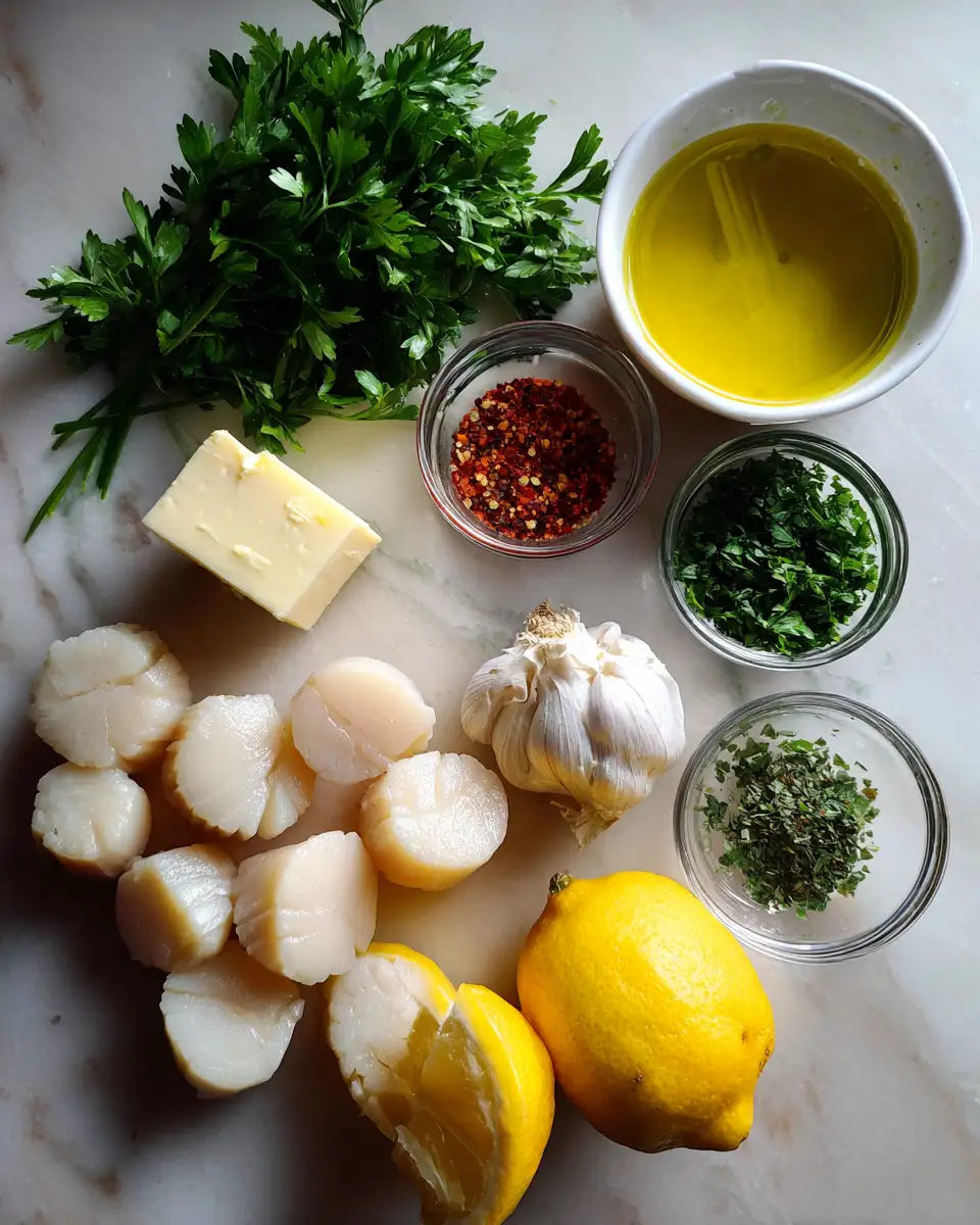 Ingredients for Savor the Magic of Lemon Butter Garlic Scallops