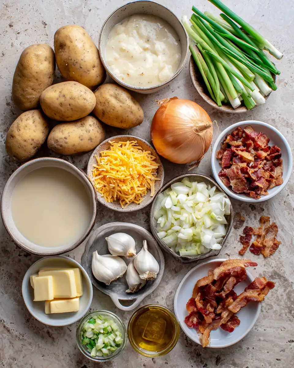 Ingredients for Ultimate Comfort in a Bowl Loaded Baked Potato Soup Delight
