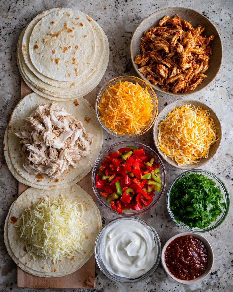 Ingredients for Mouthwatering Loaded Chicken Quesadillas: A Flavor Explosion in Every Bite