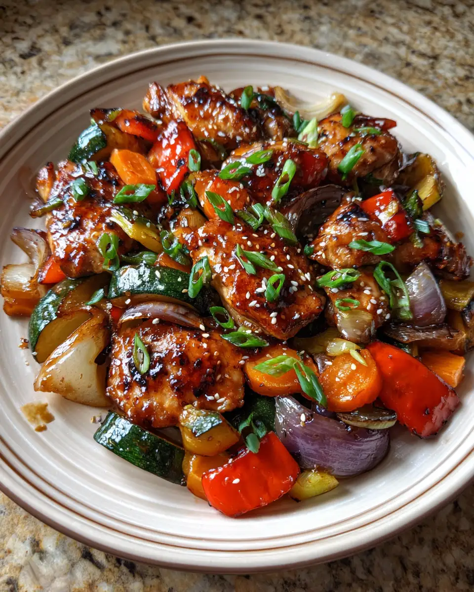 Final dish - Effortless Flavor Explosion with One-Pan Honey Garlic Chicken and Veggies