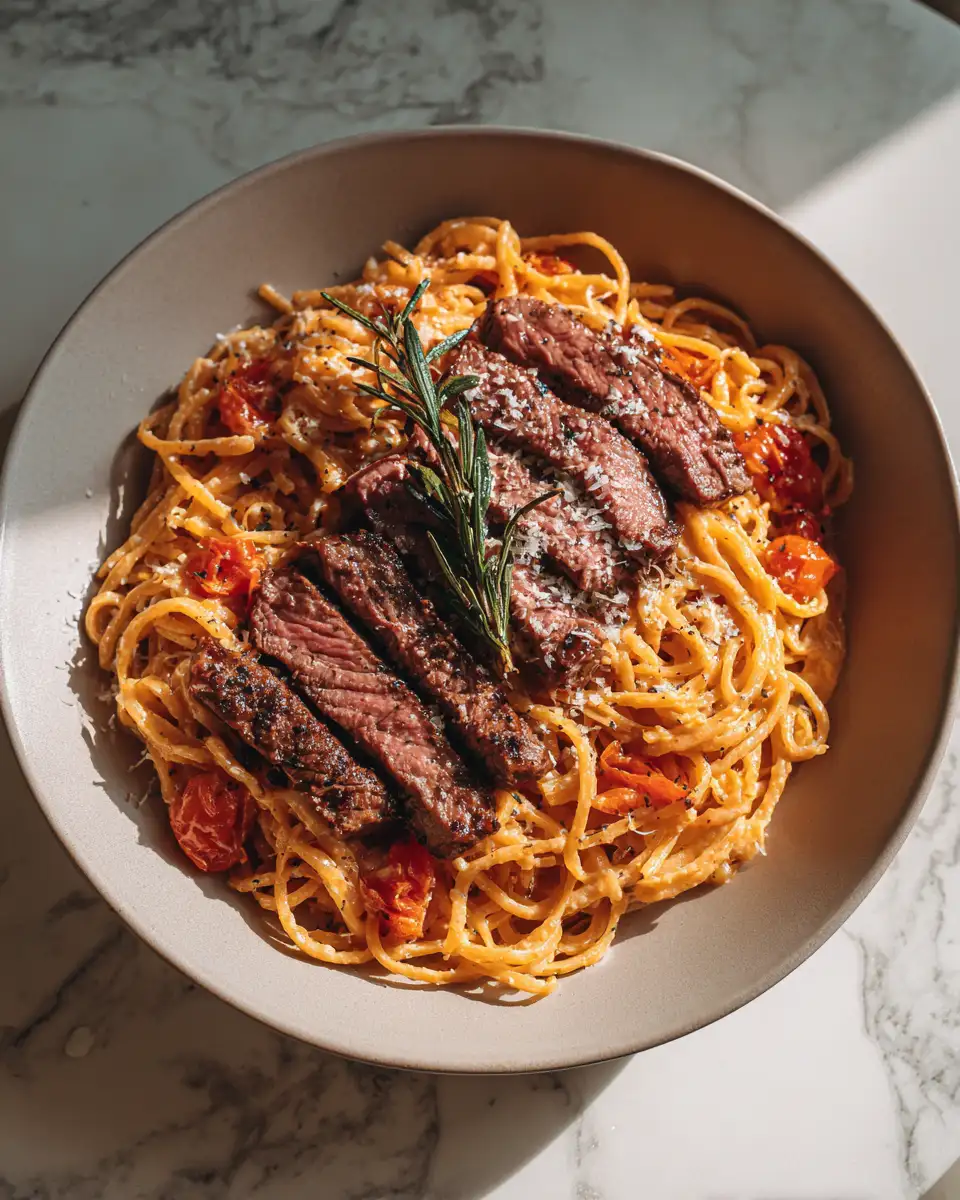 Savor the Simplicity: One-Pot Creamy Spicy Garlic Butter Steak & Pasta Delight - Featured Image