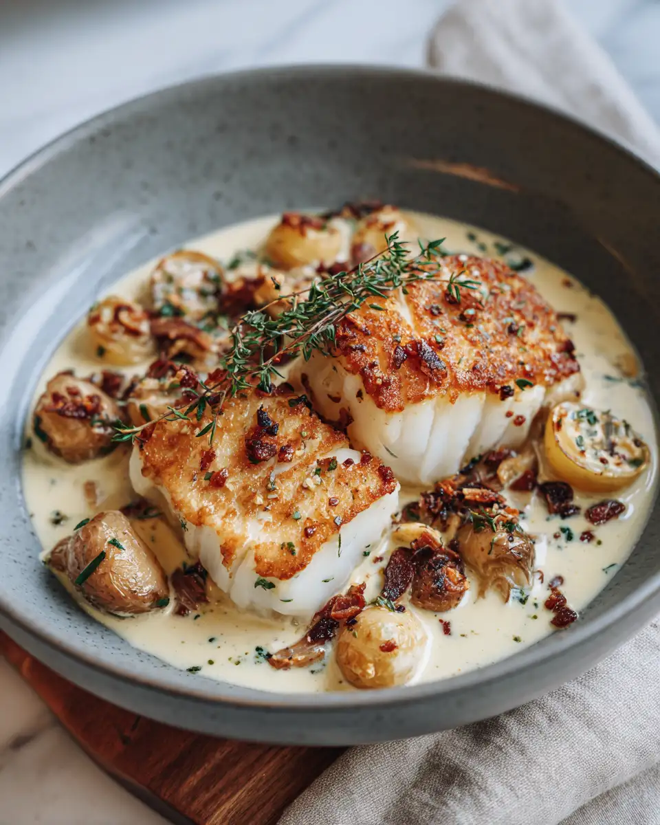 Savor the Sea: Pan-Seared Cod with Garlic Cream Sauce Delight - Featured Image