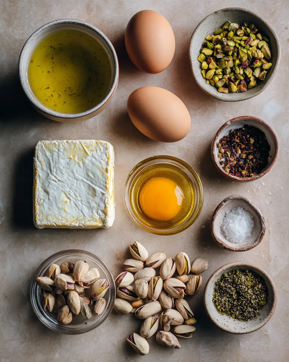 Ingredients for Irresistible Pistachio-Crusted Brie Bites: A Gourmet Delight