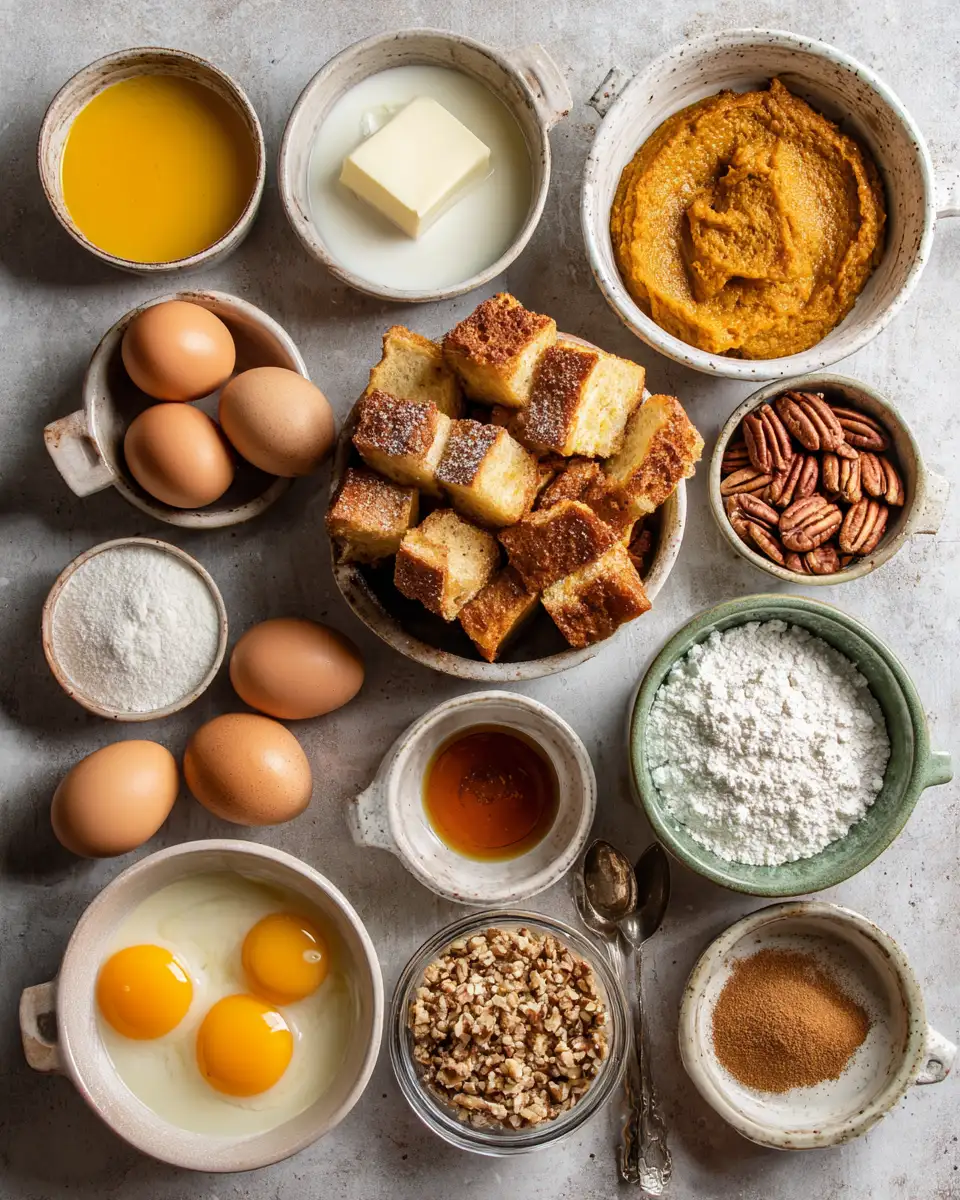 Ingredients for Indulge in Fall Flavors with Irresistible Pumpkin French Toast Casserole
