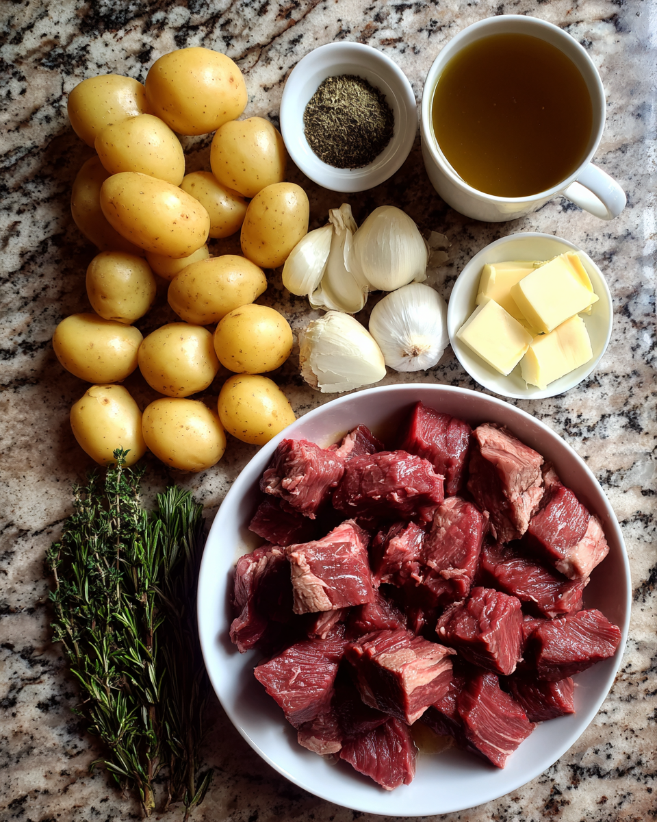 Hearty and Delicious: Slow Cooker Garlic Butter Beef Bites with Potatoes 3 Ingredients for Hearty and Delicious: Slow Cooker Garlic Butter Beef Bites with Potatoes