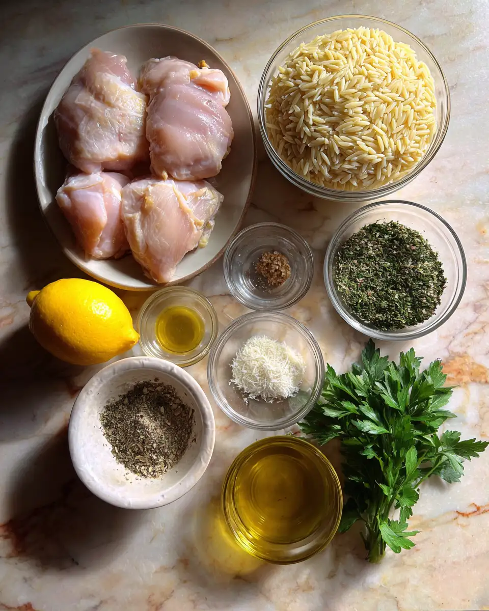 Ingredients for Slow Cooker Parmesan Herb Chicken with Orzo: A Cozy Weeknight Delight