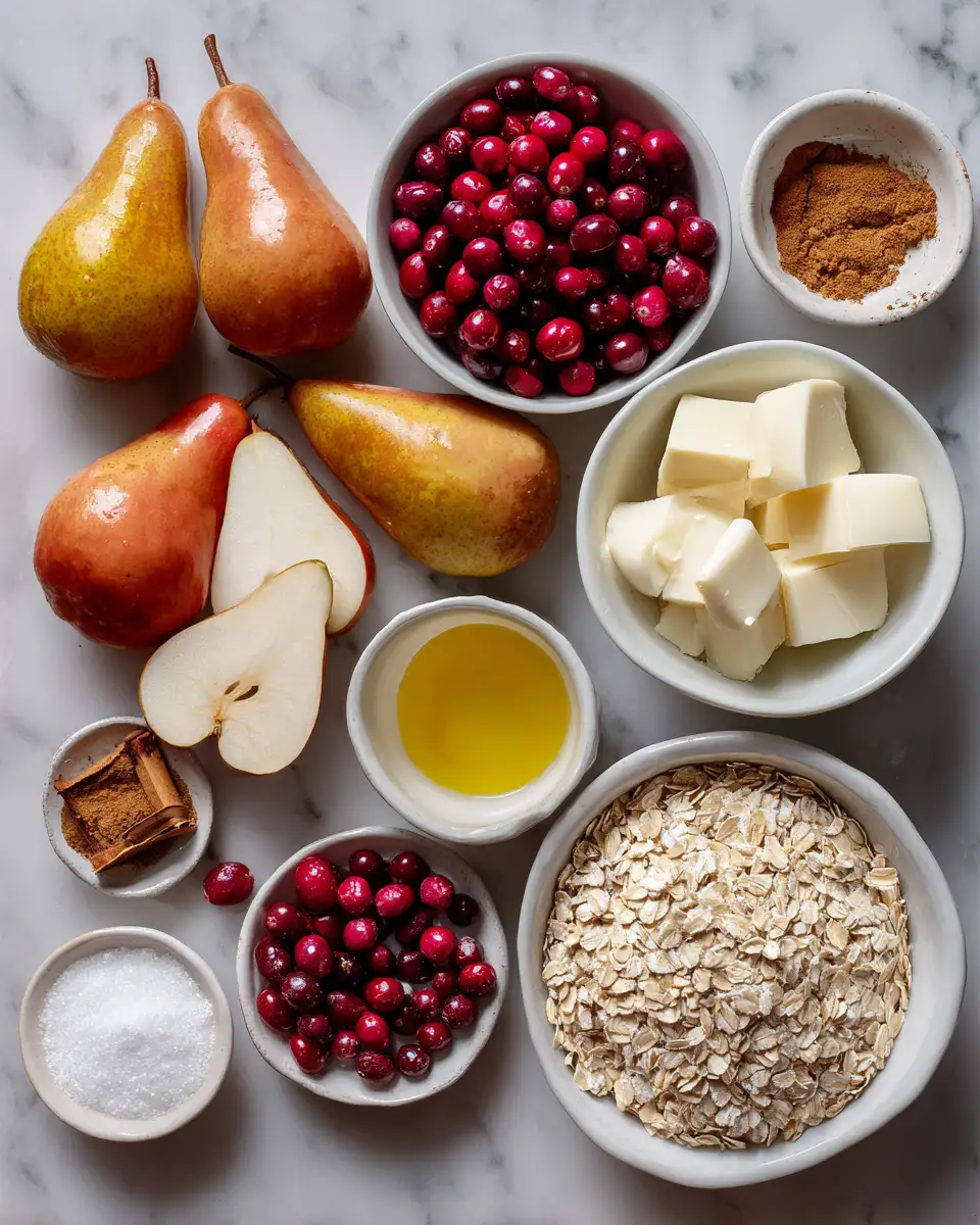 Ingredients for Cozy Up with a Spiced Pear and Cranberry Crumble Delight