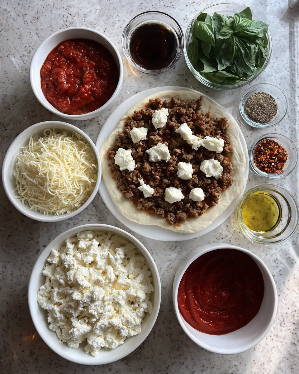 Ingredients for Fiery Fusion: Spicy Hot Sausage Feta Honey Pizza Adventure