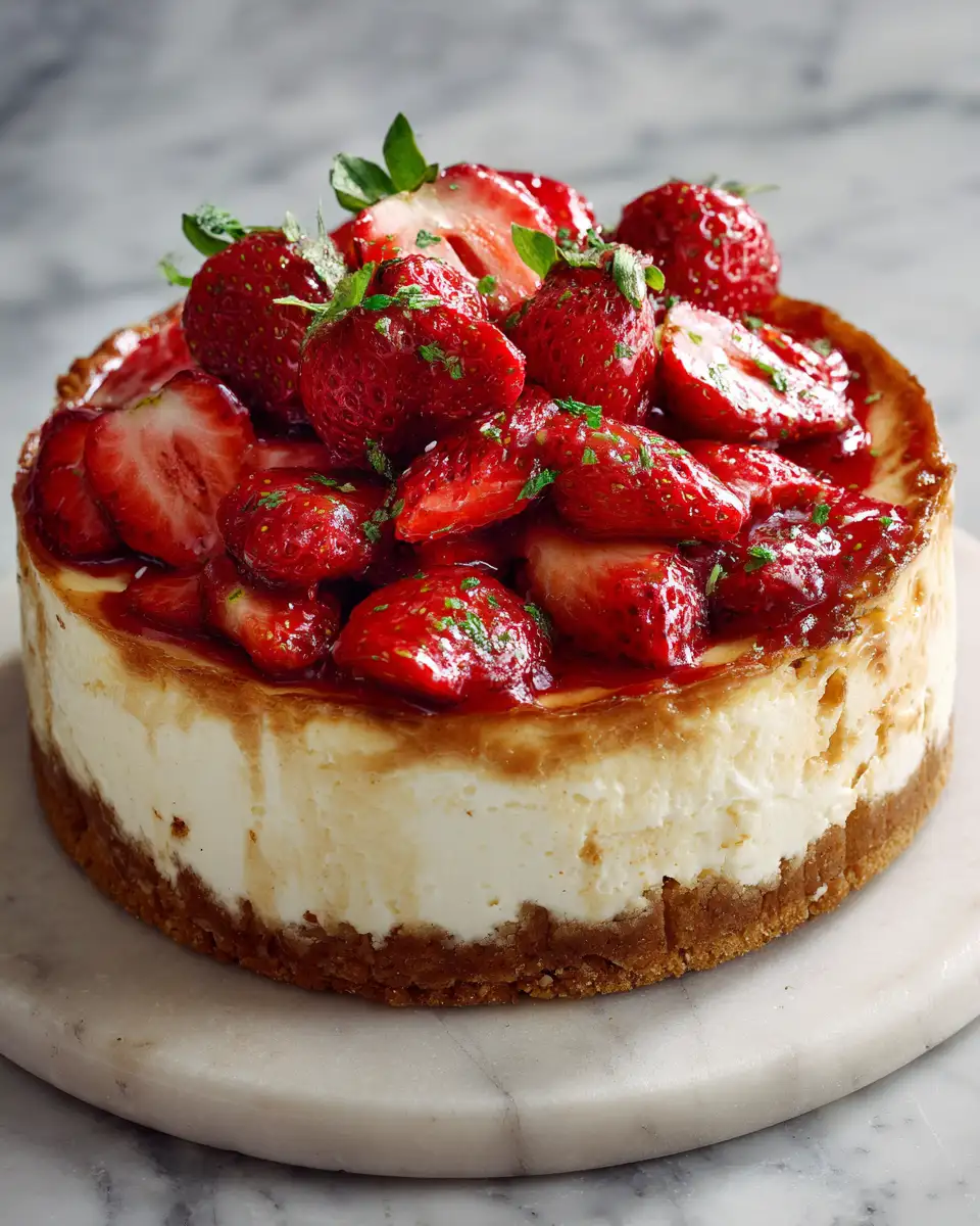 Final dish - Decadent Delight: Unveiling the Ultimate Strawberry Shortcake Cheesecake Masterpiece