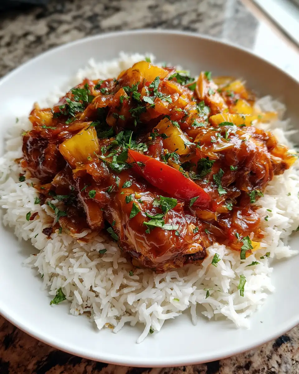 Final dish - Savor the Tropics with Sweet Hawaiian Crockpot Chicken