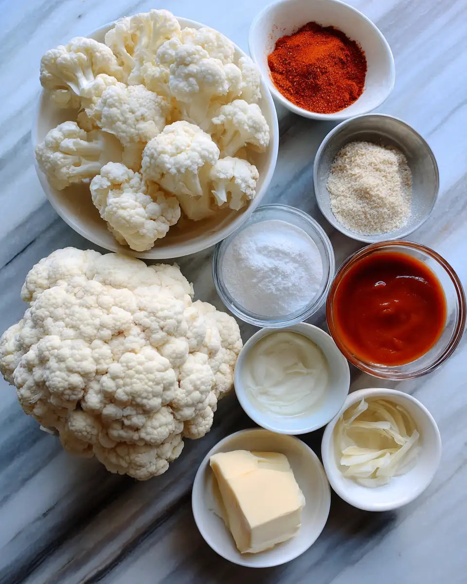 Ingredients for Crispy Air Fryer Buffalo Cauliflower Delight