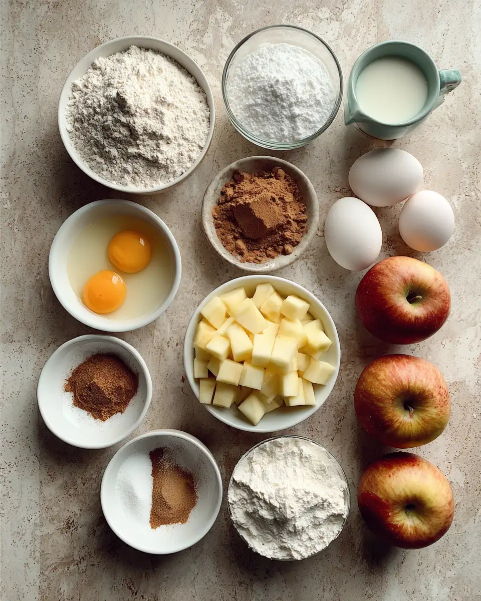 Ingredients for Irresistible Apple Fritters with a Cinnamon Sugar Twist