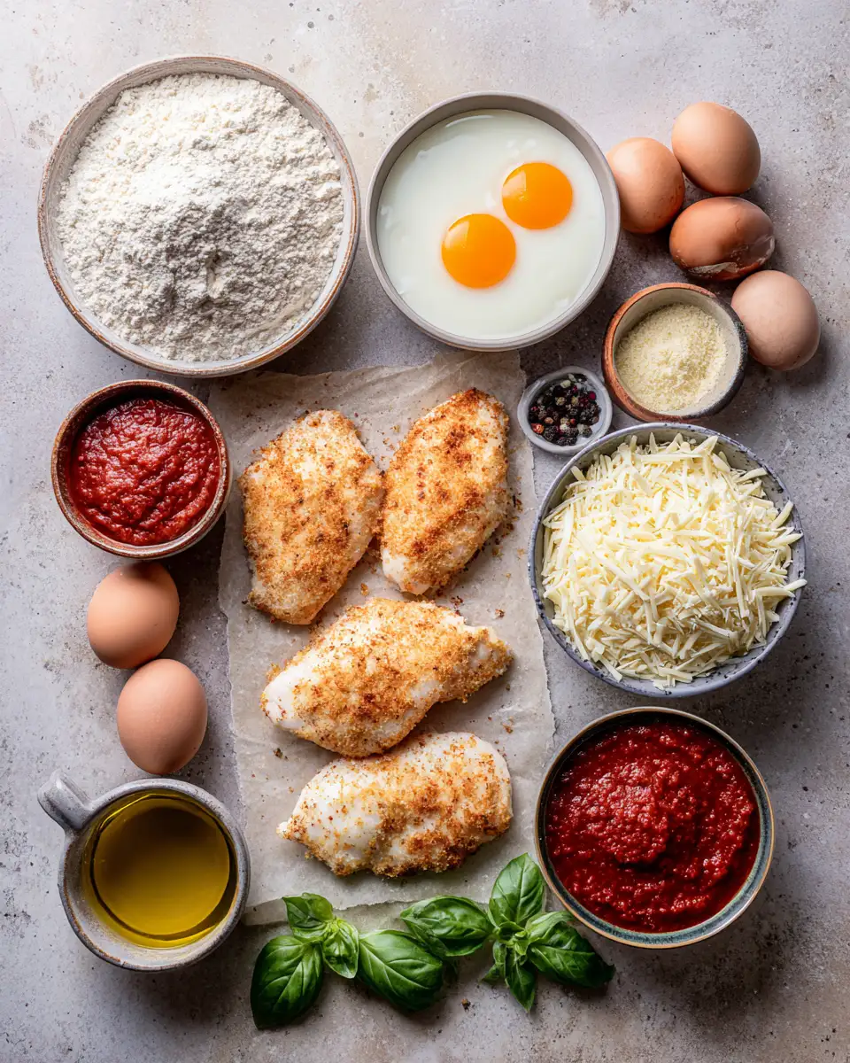 Ingredients for Crispy Comfort: Irresistible Baked Chicken Parmesan Recipe