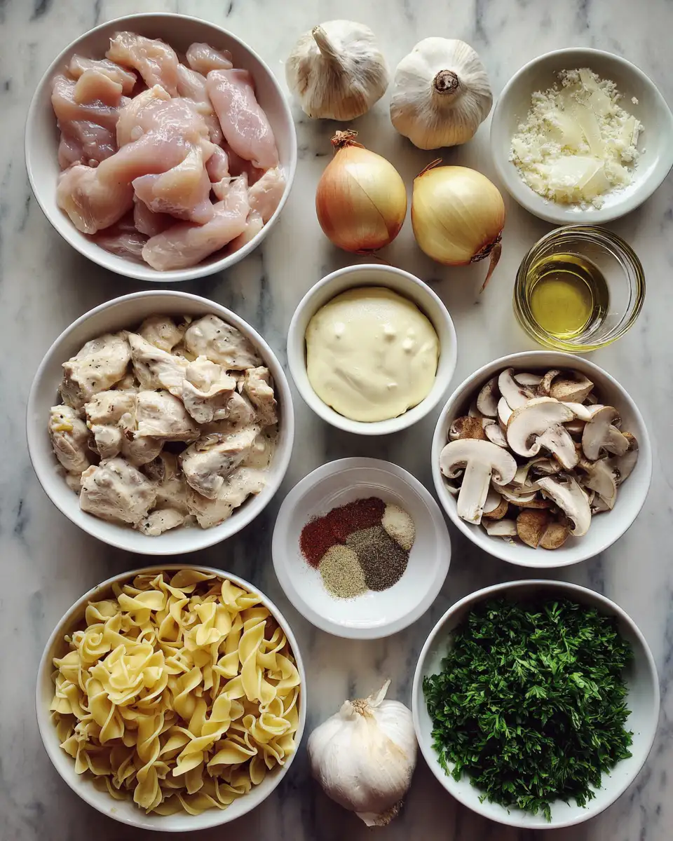 Ingredients for Irresistibly Creamy Baked Chicken Stroganoff to Elevate Your Dinner Game