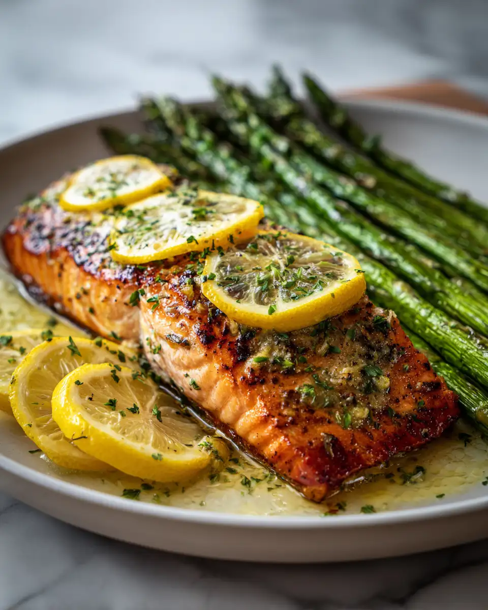 Final dish - Zesty Delight: Baked Lemon Butter Salmon with Asparagus