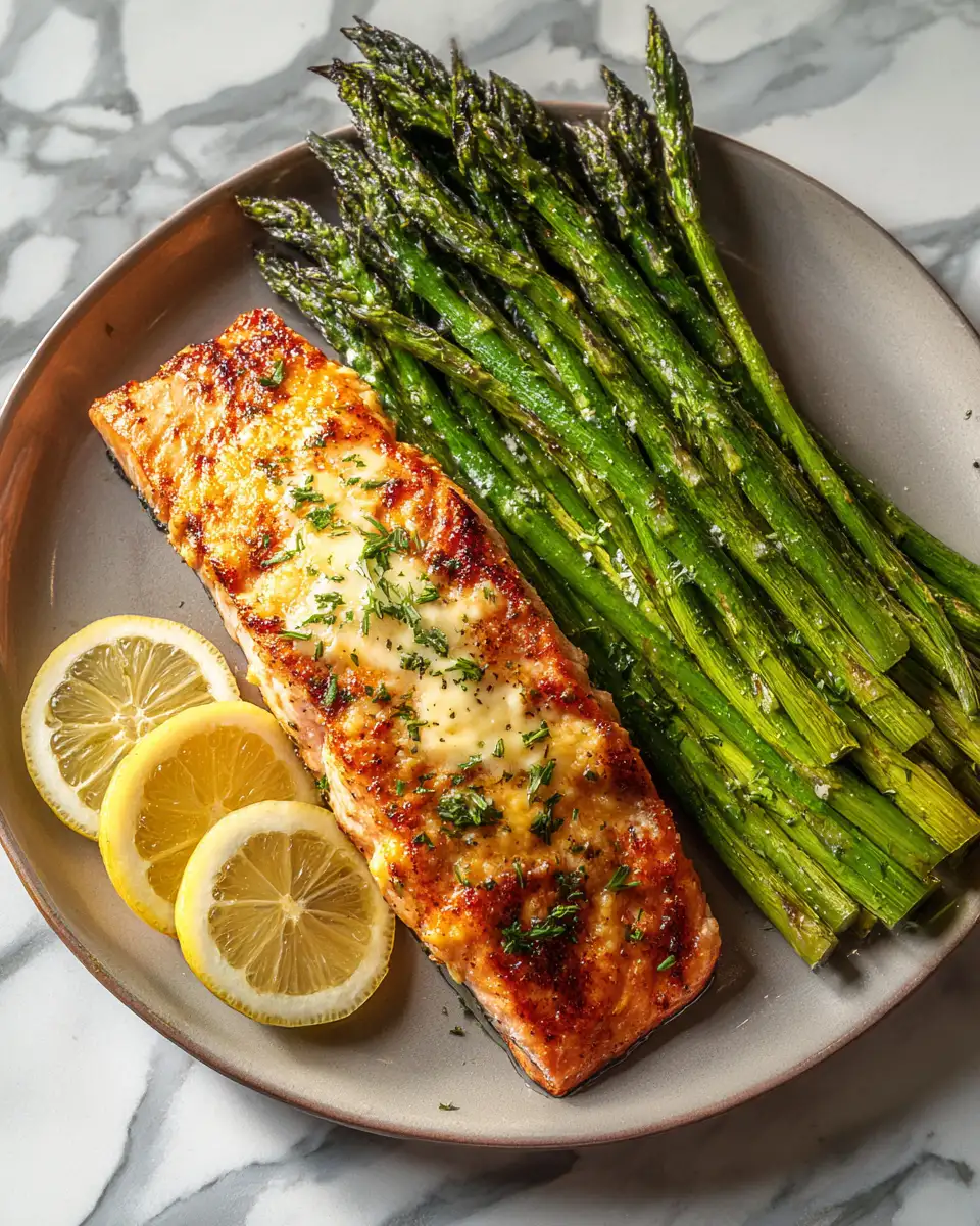 Final dish - Zesty Baked Lemon Butter Salmon with Asparagus Delight