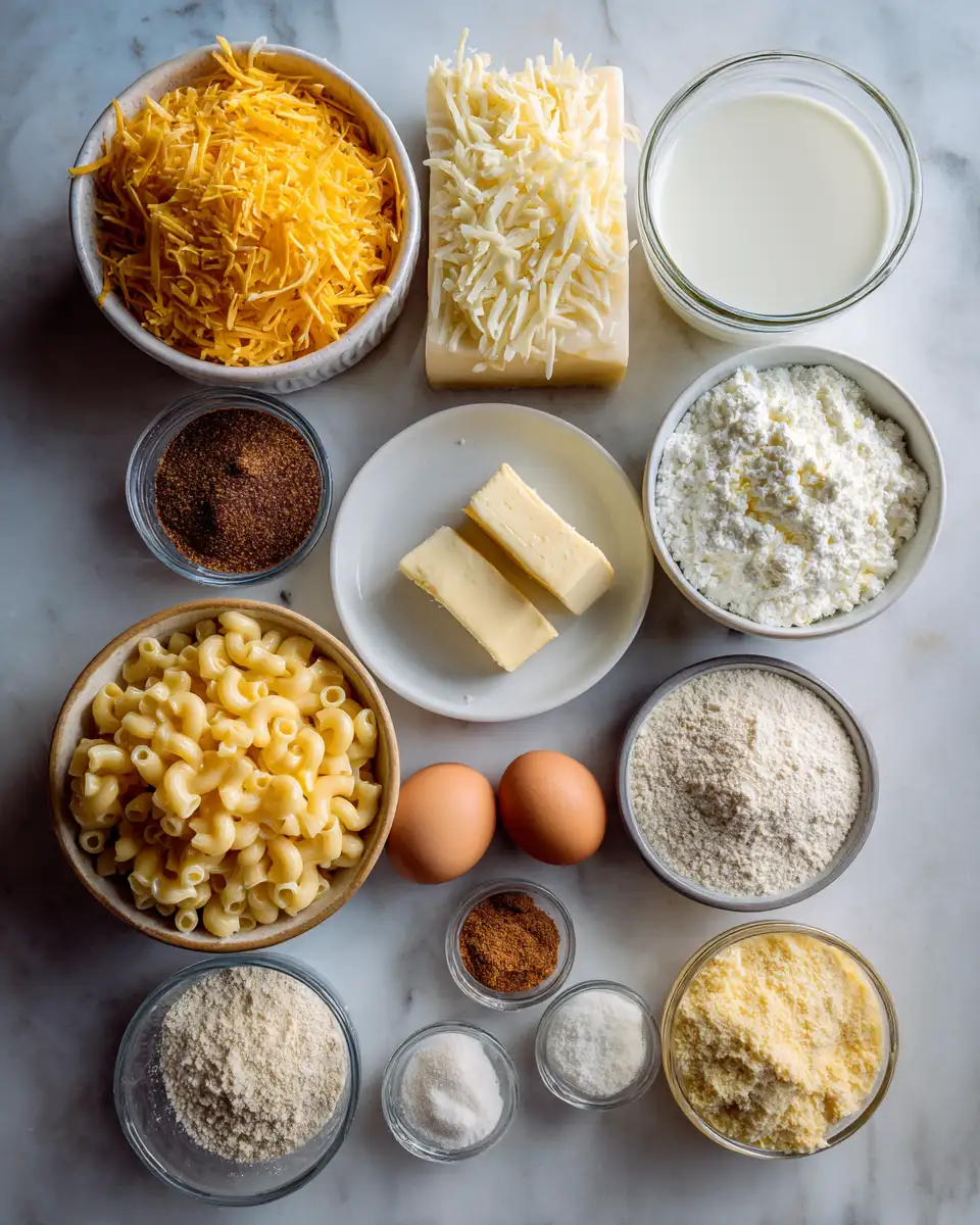 Ingredients for Ultimate Creamy Baked Mac and Cheese Bliss