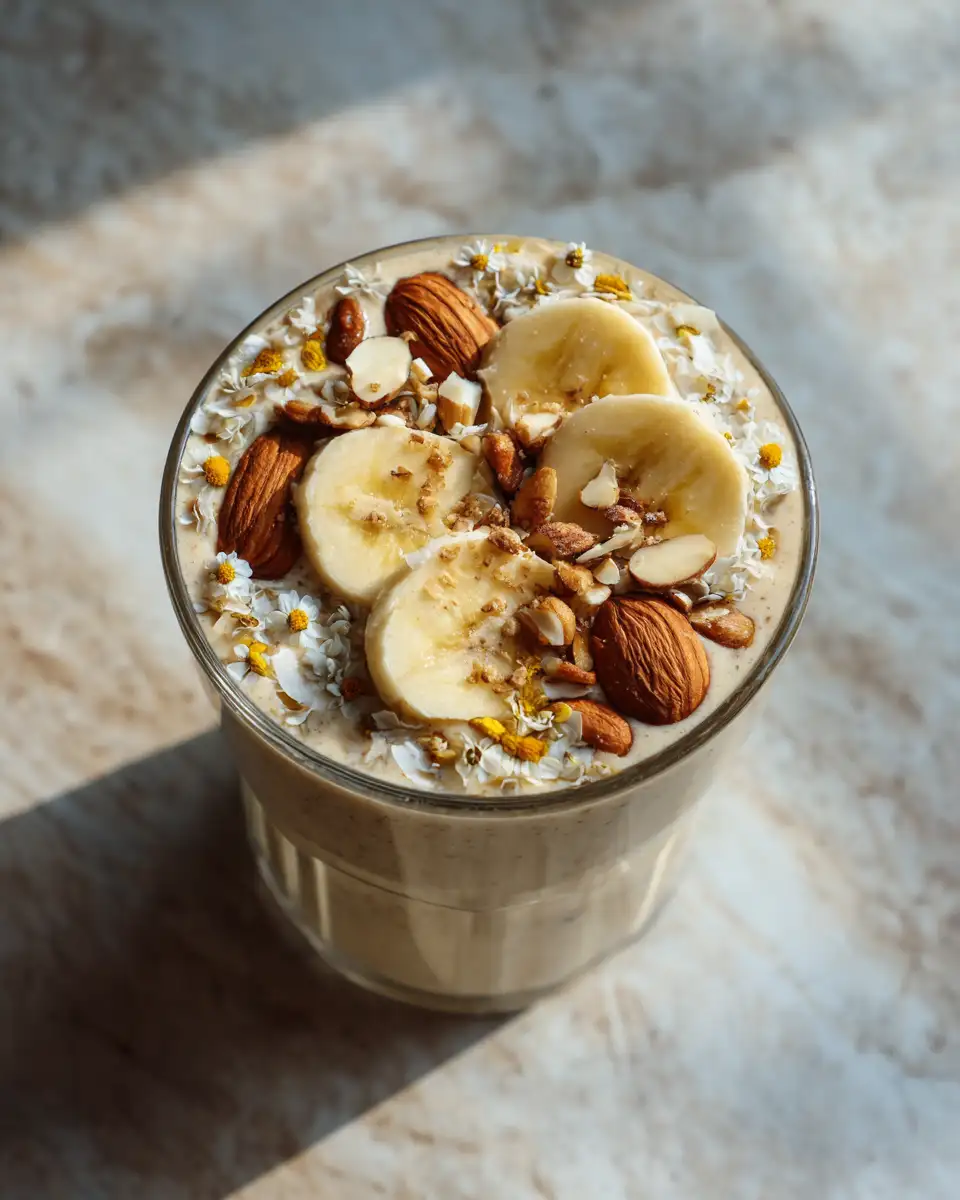 Final dish - Sip Serenity: The Ultimate Banana Chamomile Tea Smoothie Experience