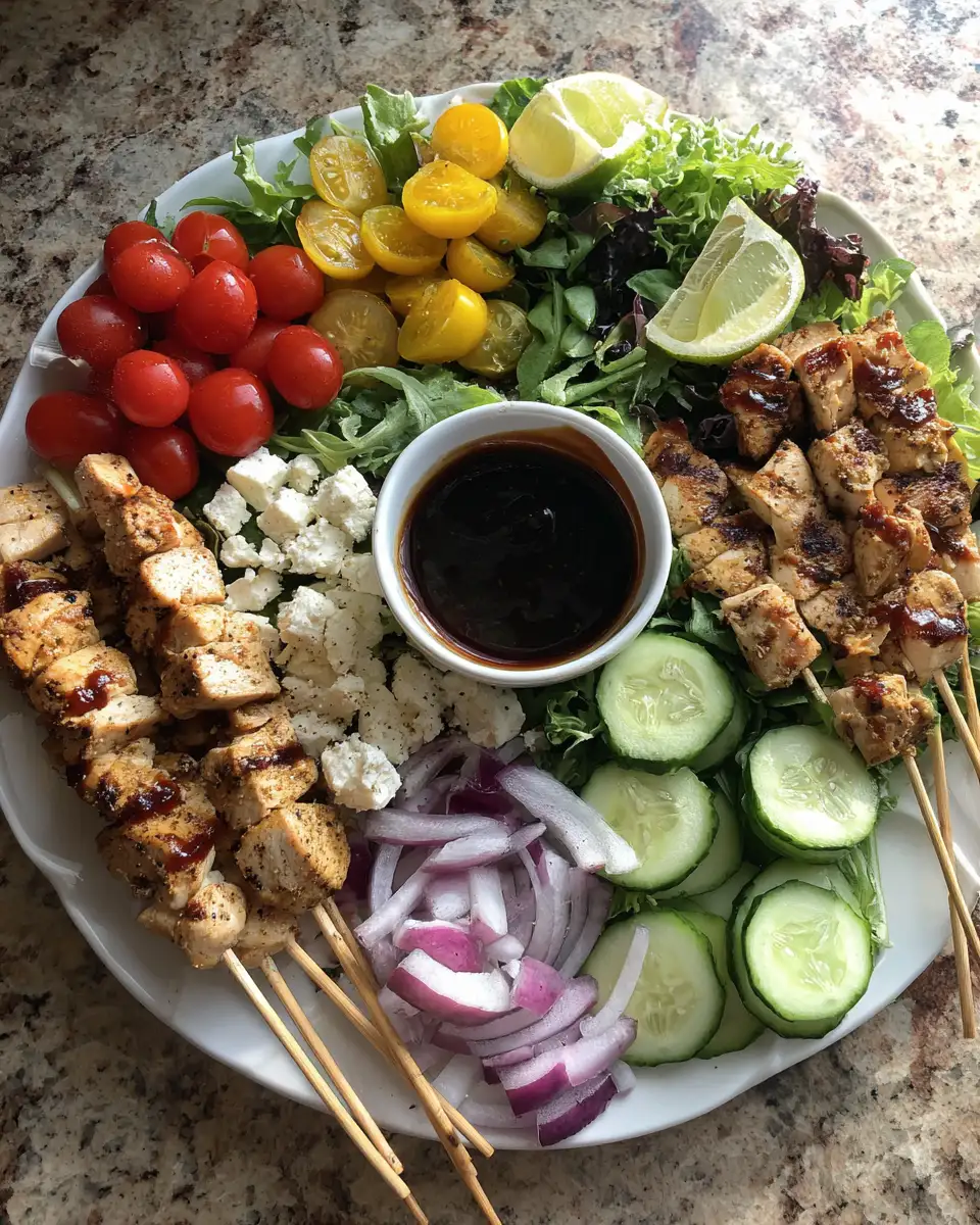 Ingredients for Sizzling BBQ Chicken Skewer Salad: A Flavorful Twist on Tradition