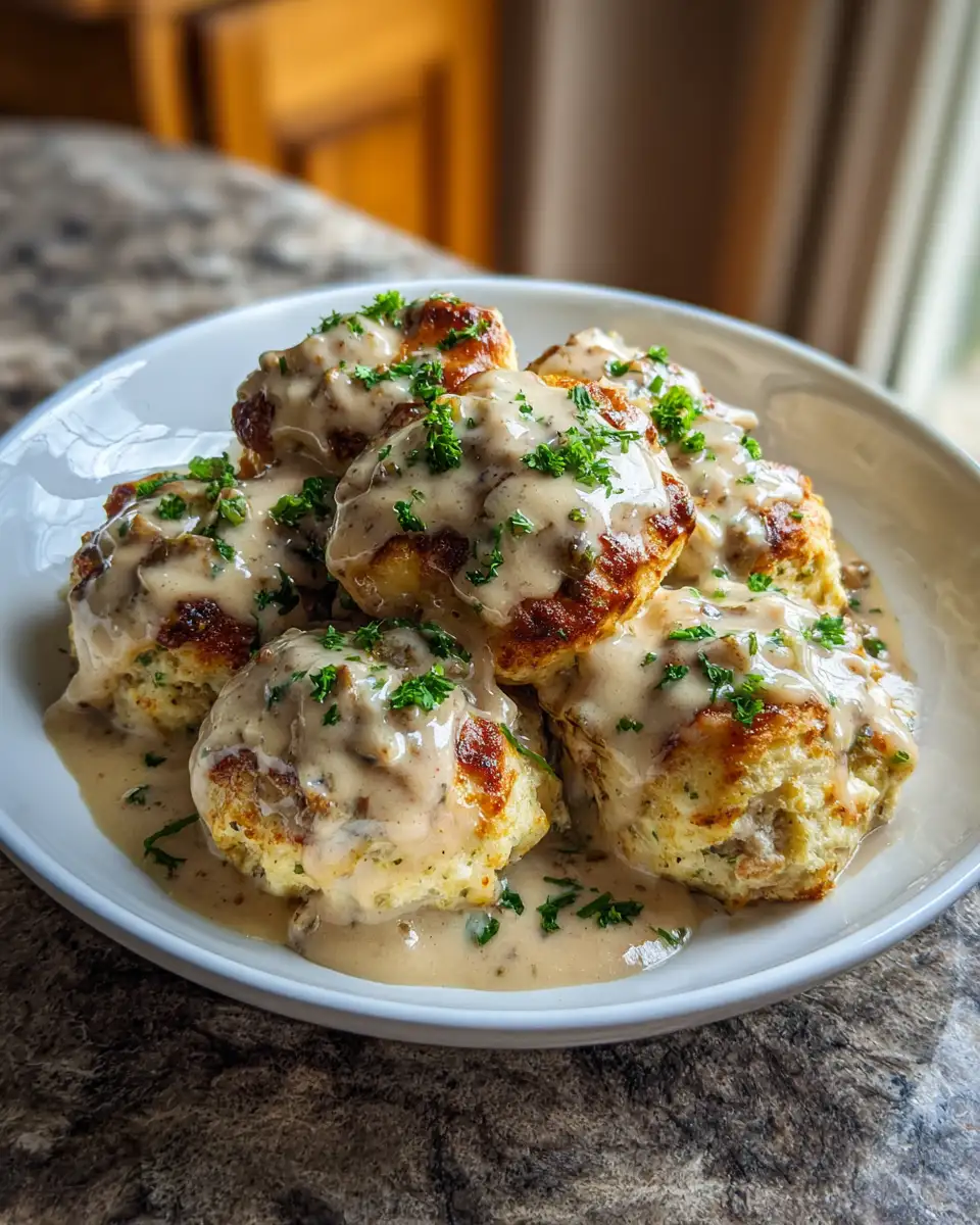 Final dish - Explode Your Taste Buds with Irresistible Biscuits and Gravy Bombs