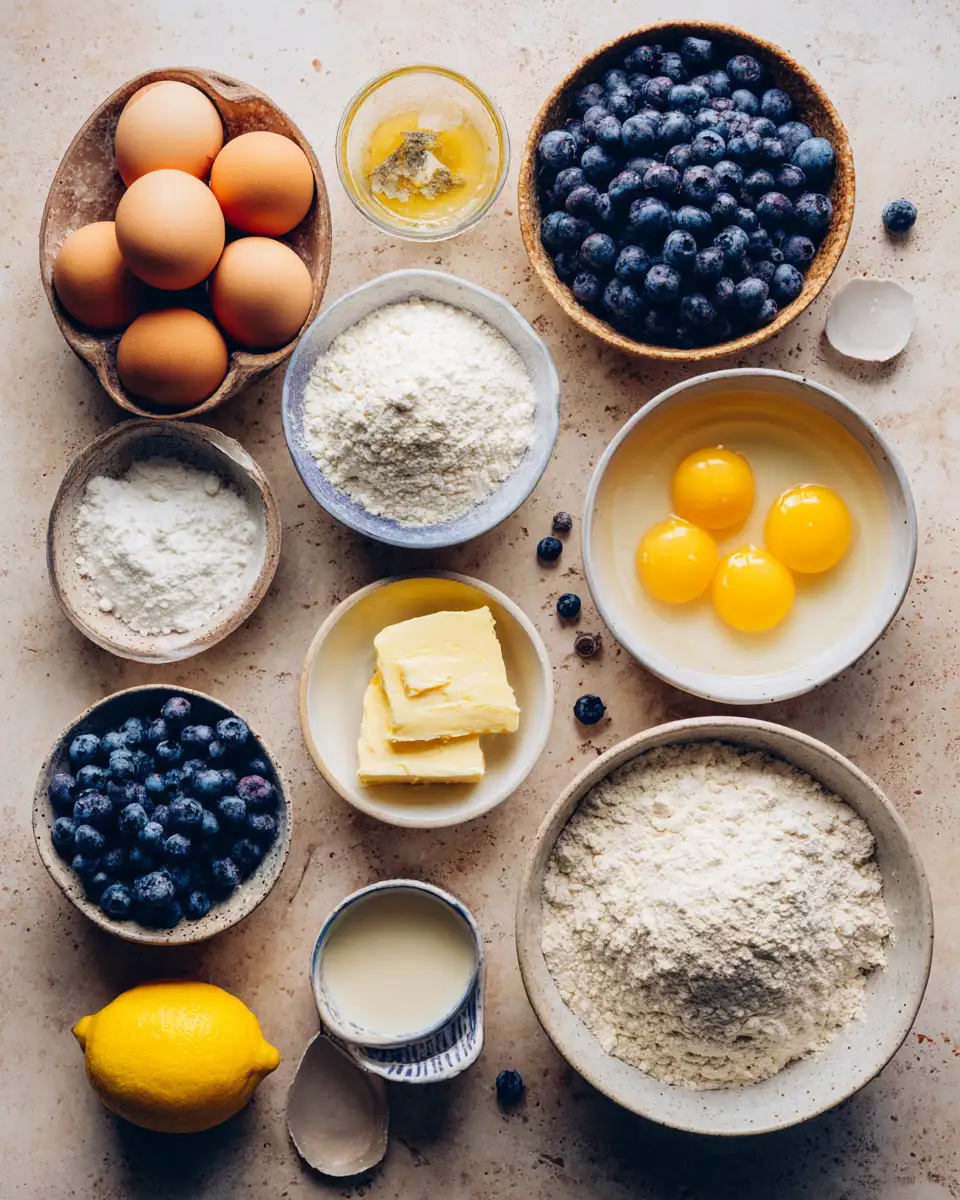 Ingredients for Bursting with Flavor: Blueberry Lemon Loaf Cake Delight